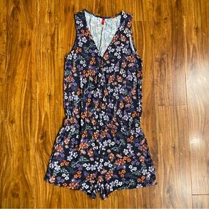 S. Oliver Purple Floral Sleeveless Shorts Romper Size Small Coastal Tropical